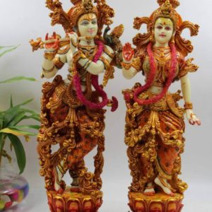 26A Radha Krishna Pair 15 inches Standing Golden Painting