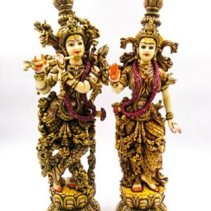 27A Radha Krishna Pair 15 inches Standing Copper Painting